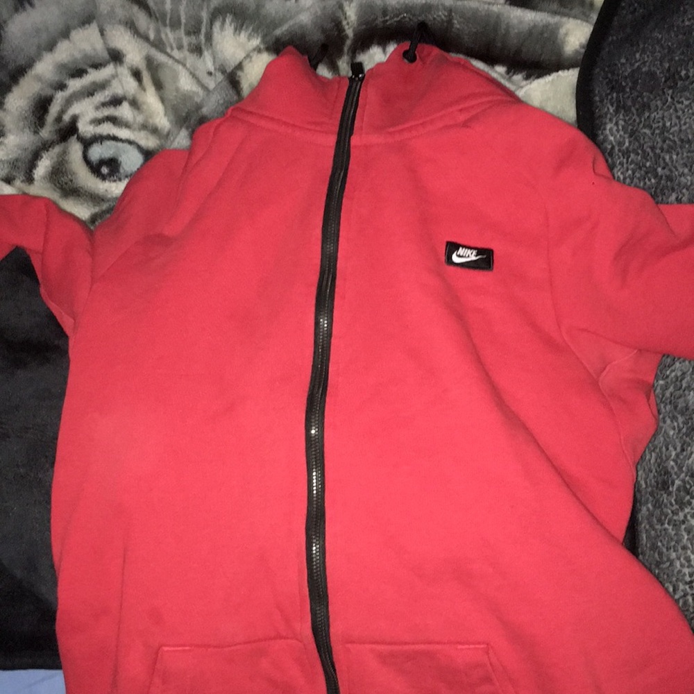 Nike red zip up hoodie